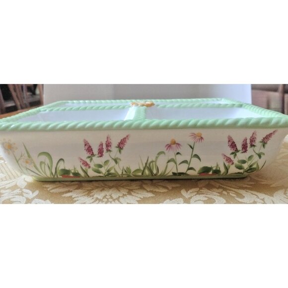 Avon Botanical Infusions 4 Compartment Floral Tray 10"X8"3/4 - Picture 1 of 12